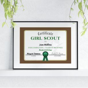 Certificat de service de Brownies de scoutisme pou