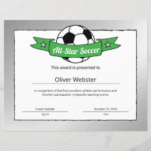 Certificat de soccer étoilé