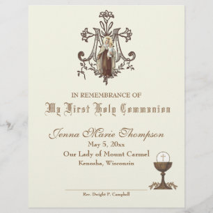 Certificat de souvenir de la Sainte Communion cath
