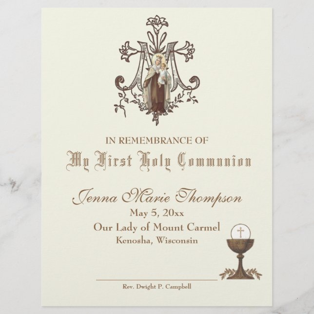 Certificat de souvenir de la Sainte Communion cath (Devant)