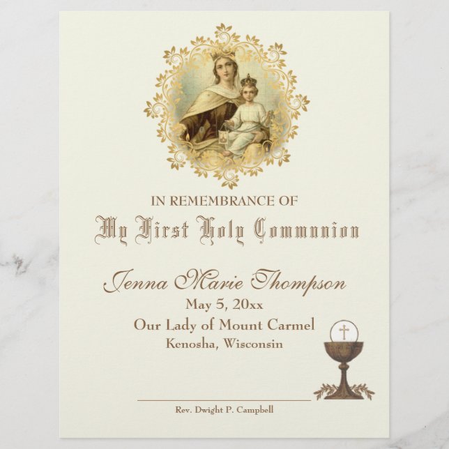 Certificat de souvenir de la Sainte Communion cath (Devant)