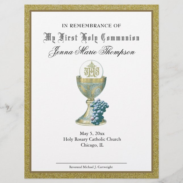Certificat de souvenir de la Sainte Communion cath (Devant)
