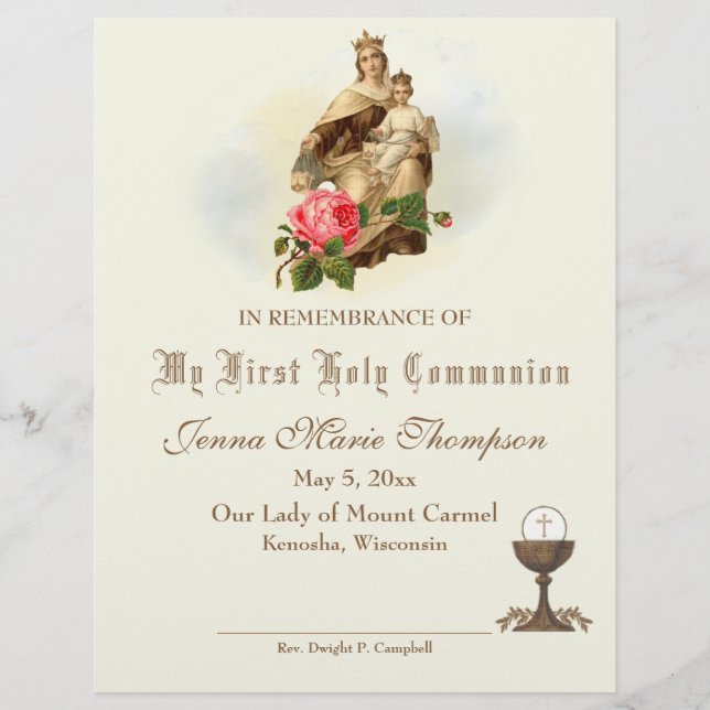 Certificat de souvenir de la Sainte Communion cath (Devant)