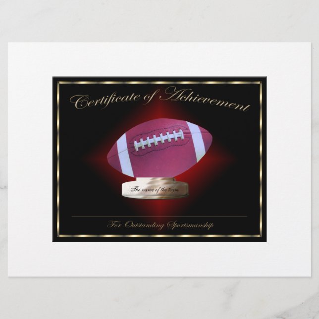 Certificat de succès de football (Devant)