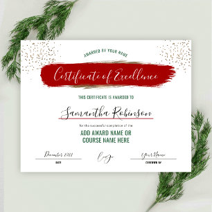 Certificat de vacances d'excellence Prix Rouge Or