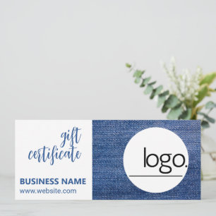 CERTIFICAT DENIM BLUE LOGO D'ENTREPRISE CADEAU DE 