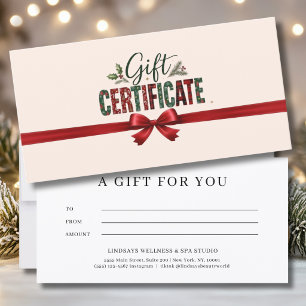 Certificat d'entreprise avec ruban de Noël festif