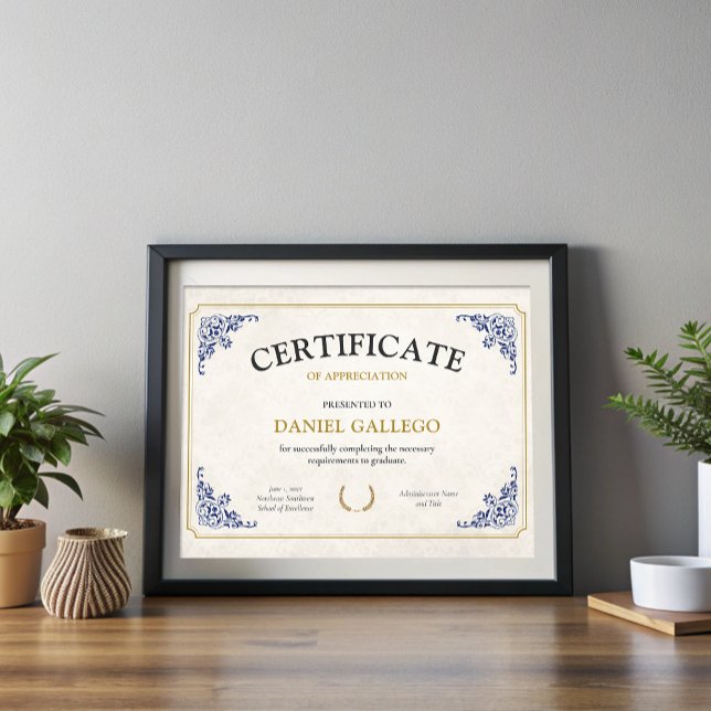 Certificat d'études classiques modifiable (Editable Classic Certificate of Graduation Award)