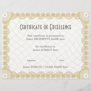CERTIFICAT D'EXCELLENCE