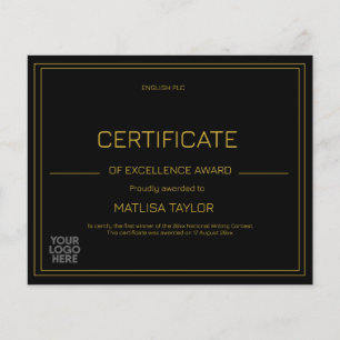 Certificat d'excellence Ajouter un logo 