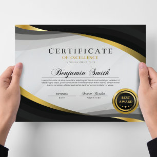 Certificat d'Excellence Black & Gold Award