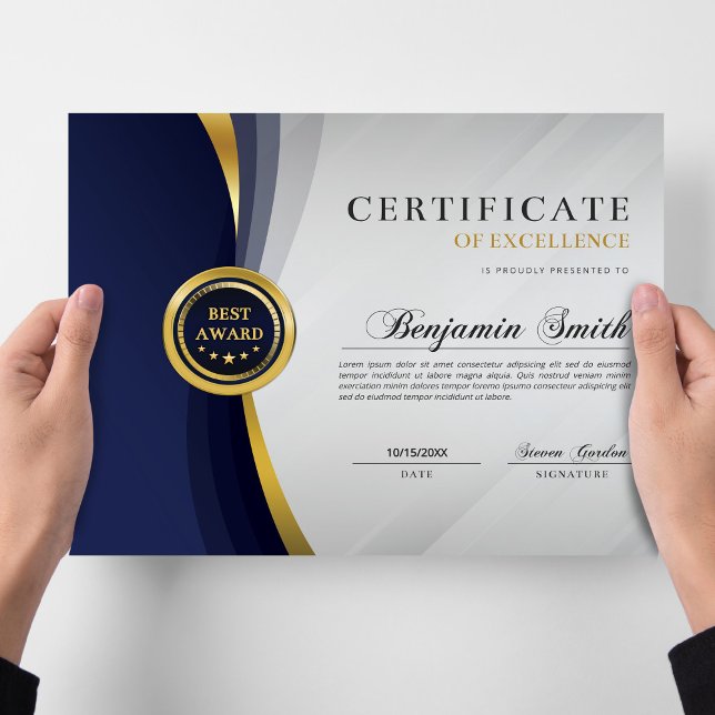 Certificat d'Excellence Blue & Gold Award (Créateur téléchargé)