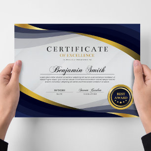 Certificat d'Excellence Blue & Gold Award