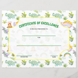Certificat d'excellence Dinosaures Thème
