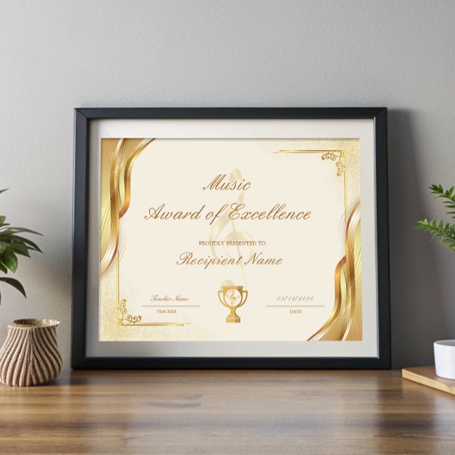 Certificat d'excellence en musique pour étudiants (Student Music Award of Excellence Certificate)