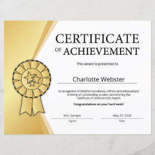 Certificat d'excellence en or PDF