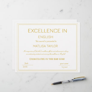 Certificat d'Excellence en Réalisation en Anglais