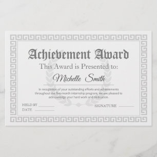 Certificat d'excellence personnalisé