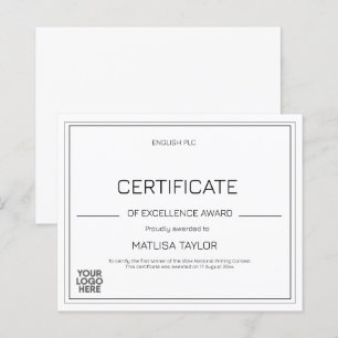 Certificat d'excellence Prix Logo Noir Blanc