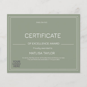 Certificat d'excellence Prix Sage Ajouter un logo