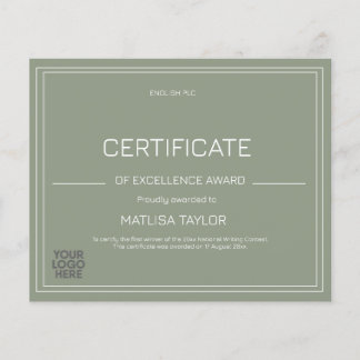 Certificat d'excellence Prix Sage Ajouter un logo 