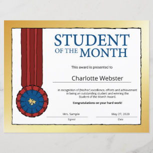 Certificat d'honneur du Prix de l'étudiant en or d