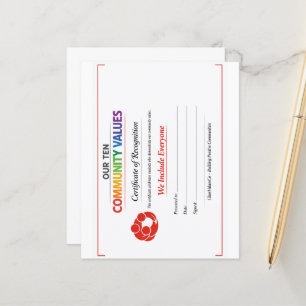 Certificat d'inclusion de valeur 4,5 x 5,6 feuille
