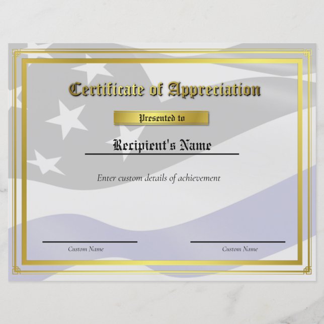 Certificat d'indicateur de ligne bleue mince perso (Devant)