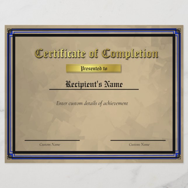 Certificat d'indicateur de ligne bleue mince perso (Devant)