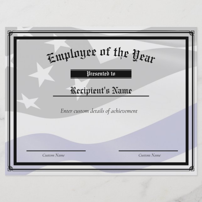 Certificat d'indicateur de ligne bleue mince perso (Devant)