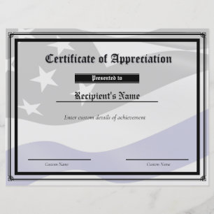 Certificat d'indicateur de ligne bleue mince perso
