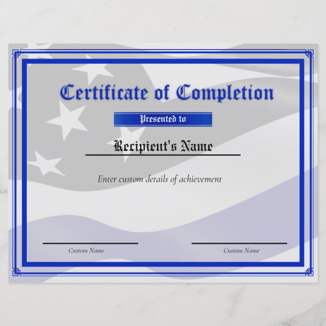 Certificat d'indicateur de ligne bleue mince perso (Devant)