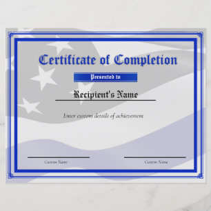 Certificat d'indicateur de ligne bleue mince perso