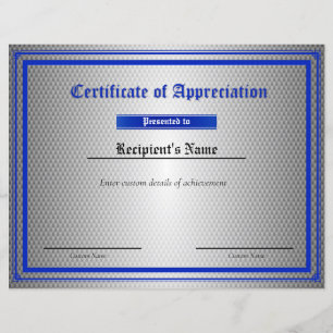 Certificat d'indicateur de ligne bleue mince perso