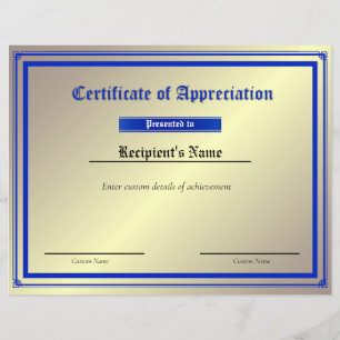 Certificat d'indicateur de ligne bleue mince perso