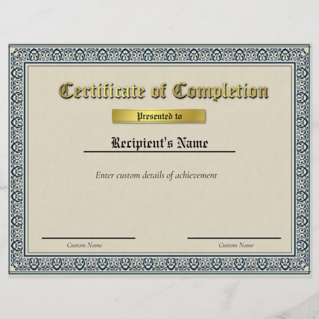 Certificat d'indicateur de ligne bleue mince perso (Devant)