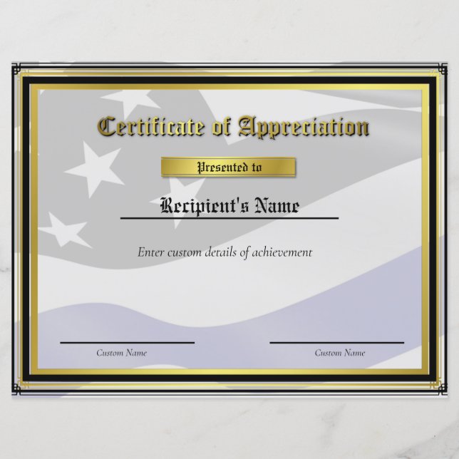 Certificat d'indicateur de ligne bleue mince perso (Devant)