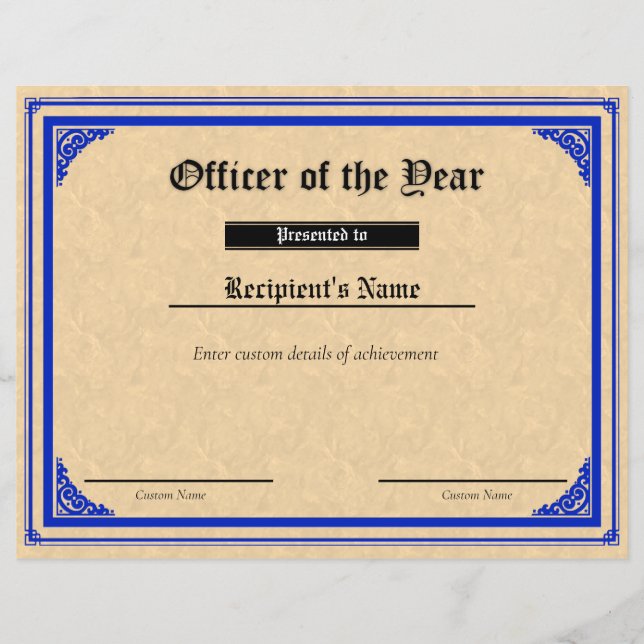 Certificat d'indicateur de ligne bleue mince perso (Devant)