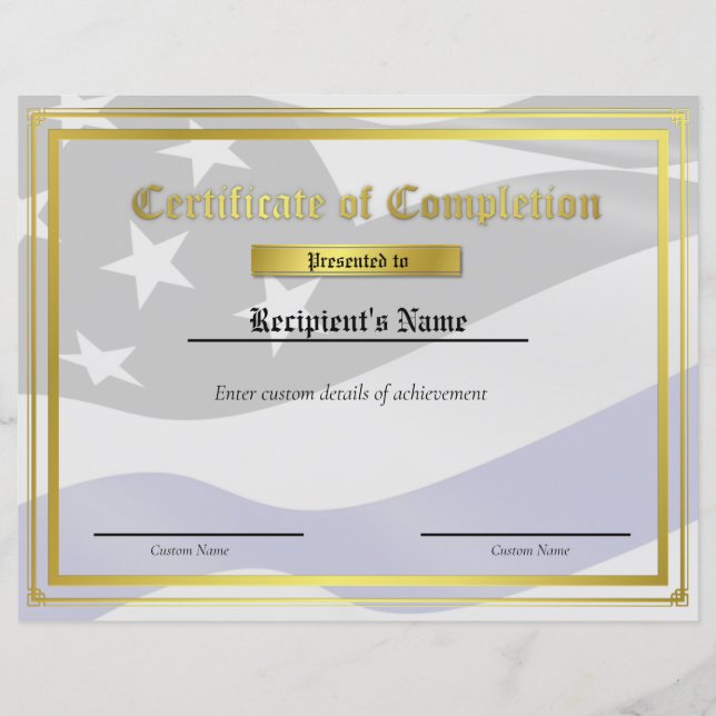 Certificat d'indicateur de ligne bleue mince perso (Devant)