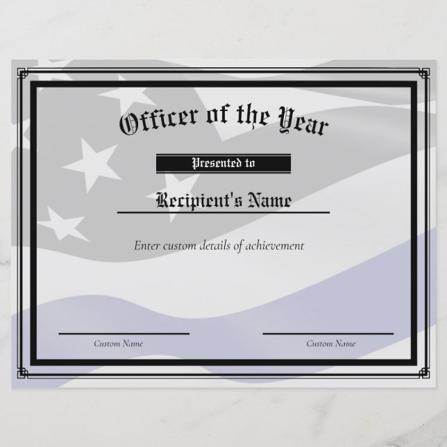 Certificat d'indicateur de ligne bleue mince perso (Devant)