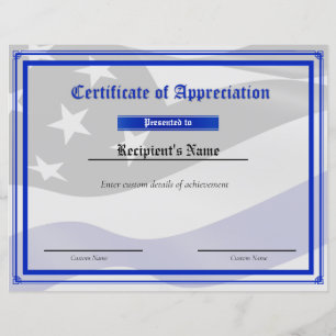Certificat d'indicateur de ligne bleue mince perso