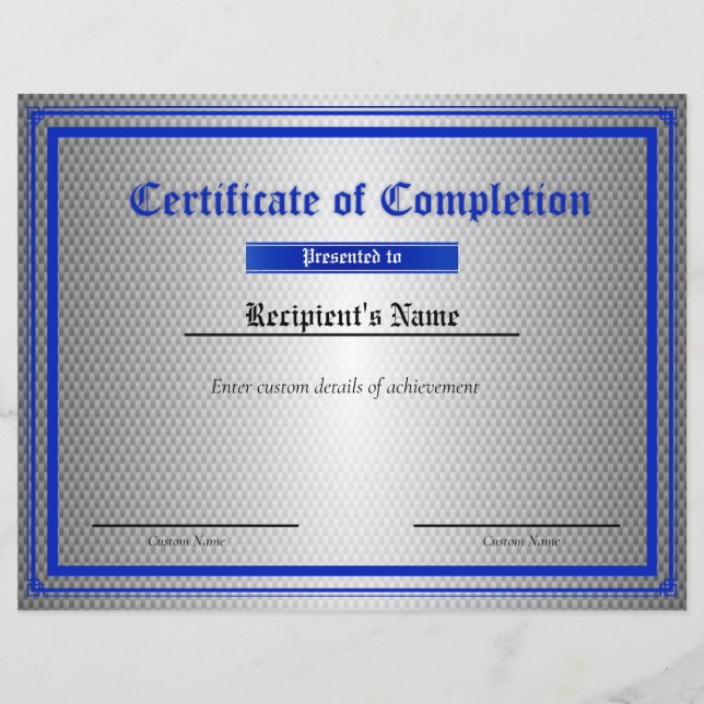 Certificat d'indicateur de ligne bleue mince perso (Devant)