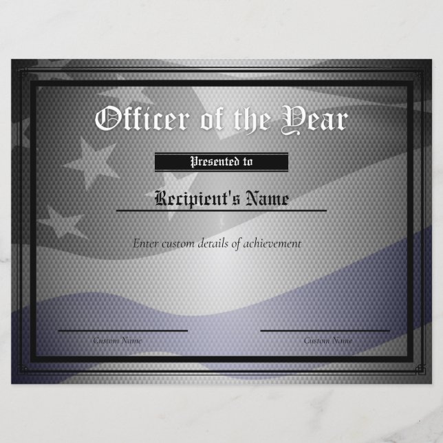 Certificat d'indicateur de ligne bleue mince perso (Devant)