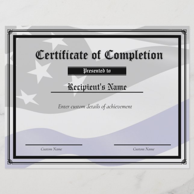 Certificat d'indicateur de ligne bleue mince perso (Devant)