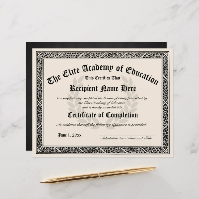 Certificat d'obtention du diplôme d'études supérie (Devant/Arrière en situation)