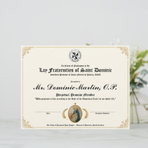 Certificat dominicain Lay