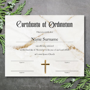 Certificat d'ordination au ministère de l'église