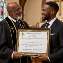 Certificat d'ordination d'ancien élégant en or
