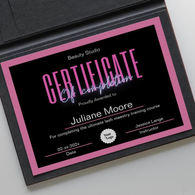 Certificat Esthétique D'Achèvement Prix Rose (Esthetician Certificate Of Completion Awards Pink)