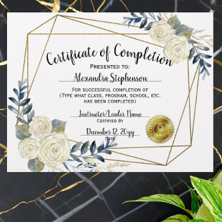 Certificat floral d'achèvement, Personnaliser 8.5x